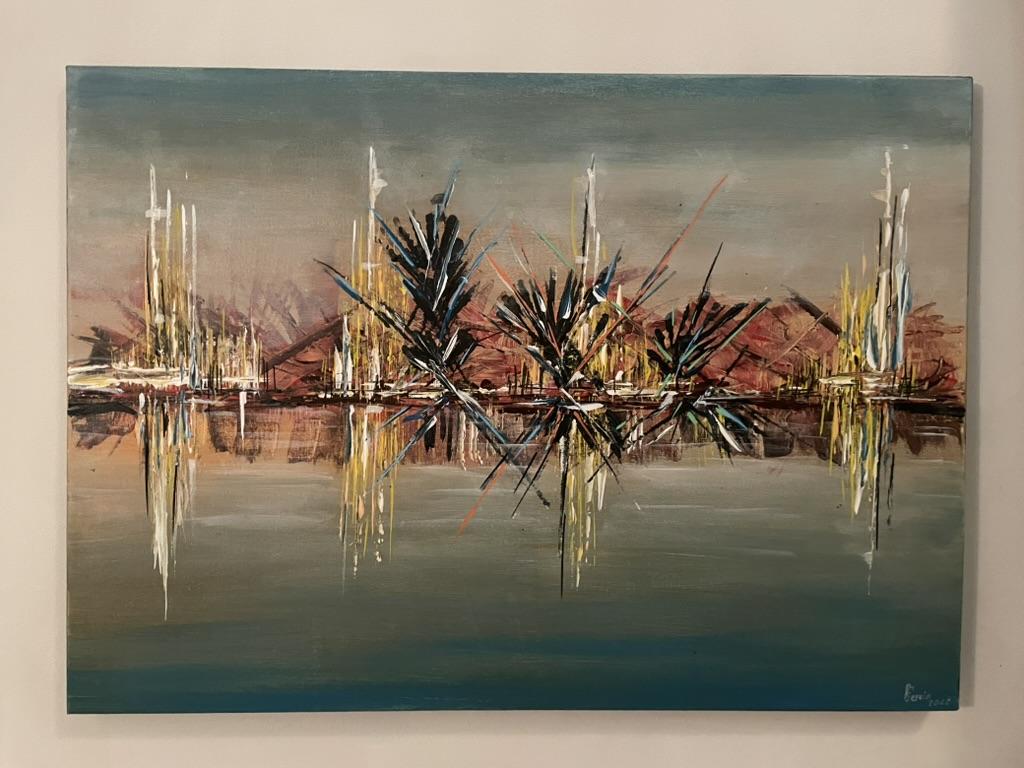 Carnaval à bord de Mer — peinture de Juan Conrado (Acrylique — 70 × 50 cm — 2022)