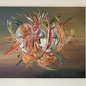 Les visages d’une île — peinture de Juan Conrado (Acrylique — 100 × 80 cm — 2022)