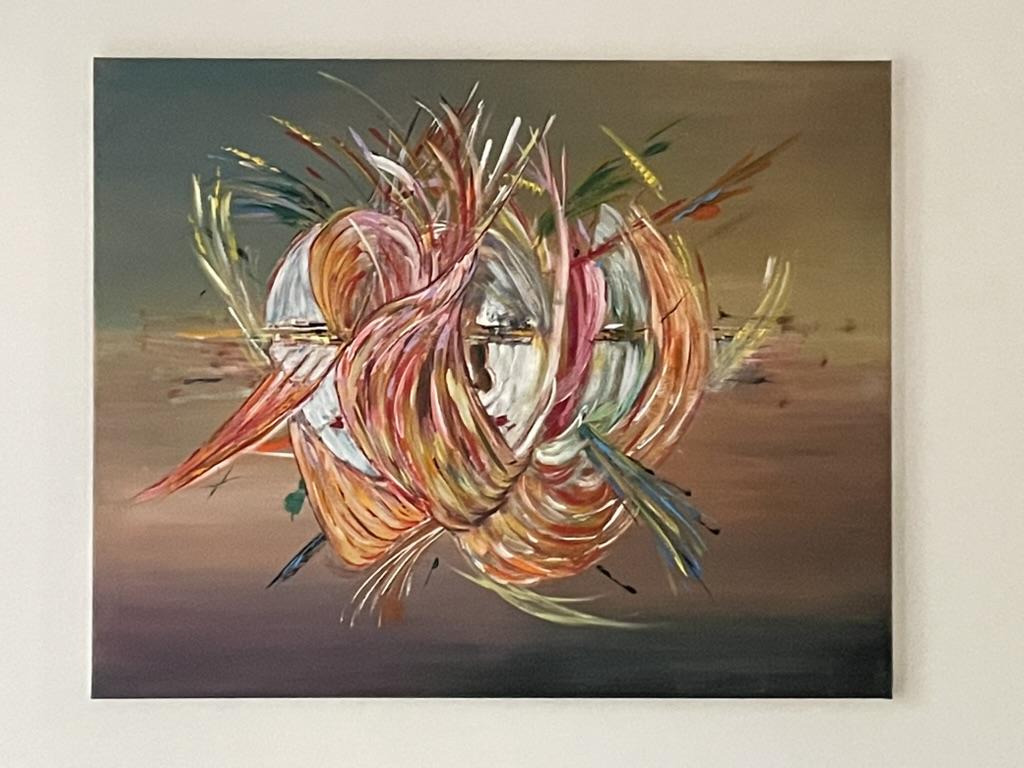Les visages d’une île — peinture de Juan Conrado (Acrylique — 100 × 80 cm — 2022)