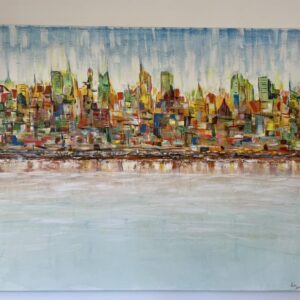 “Malecon” de la ville — peinture de Juan Conrado (Acrylique — 100 × 80 cm — 2021)