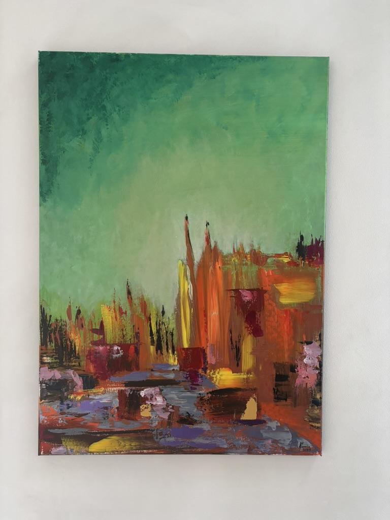 Village — peinture de Juan Conrado (Acrylique — 70x50 cm — 2025)